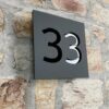 Plaque numéro maison 100mm x 100mm - Gris et Noir