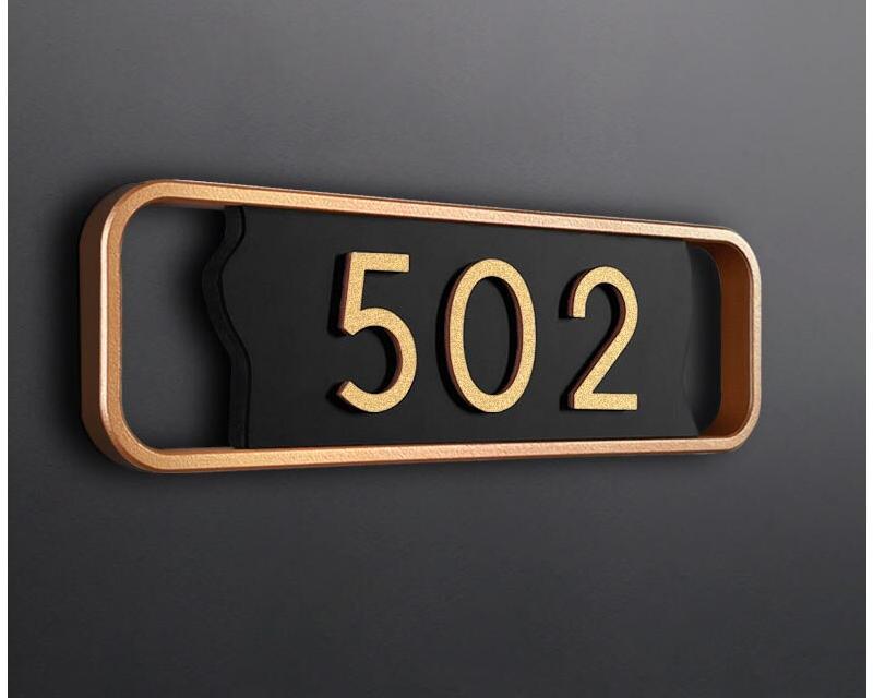 Plaque numéro maison plaque dorée – 25x15cm