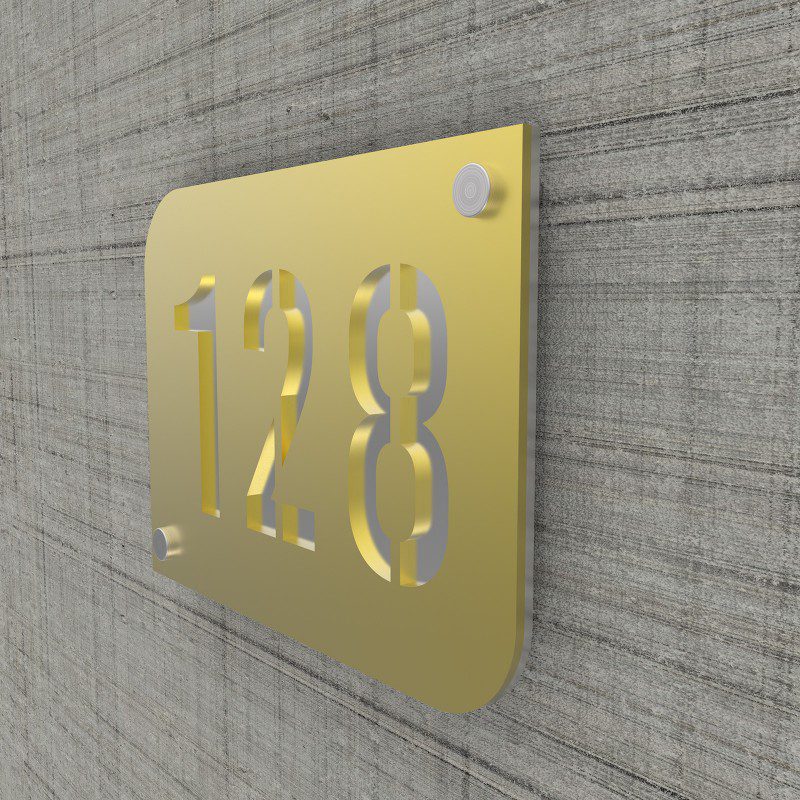 Plaque numéro maison plaque dorée – 25x15cm